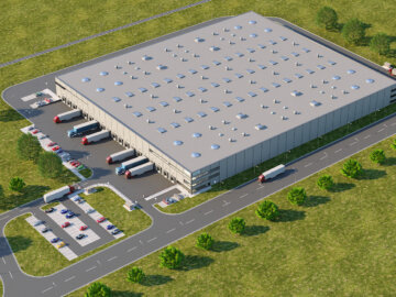 Vizualizace exteriéru průmyslové haly (Schenker a Phoenix Group)