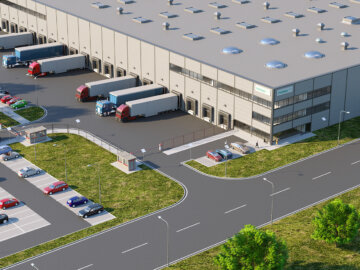 Vizualizace exteriéru průmyslové haly (Schenker a Phoenix Group)