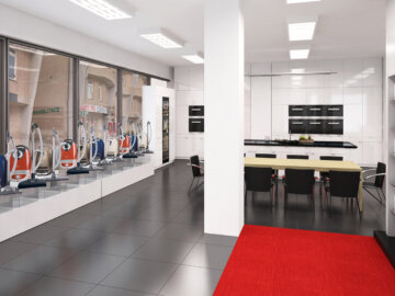 3D vizualizace interiéru prodejny Miele Olomouc